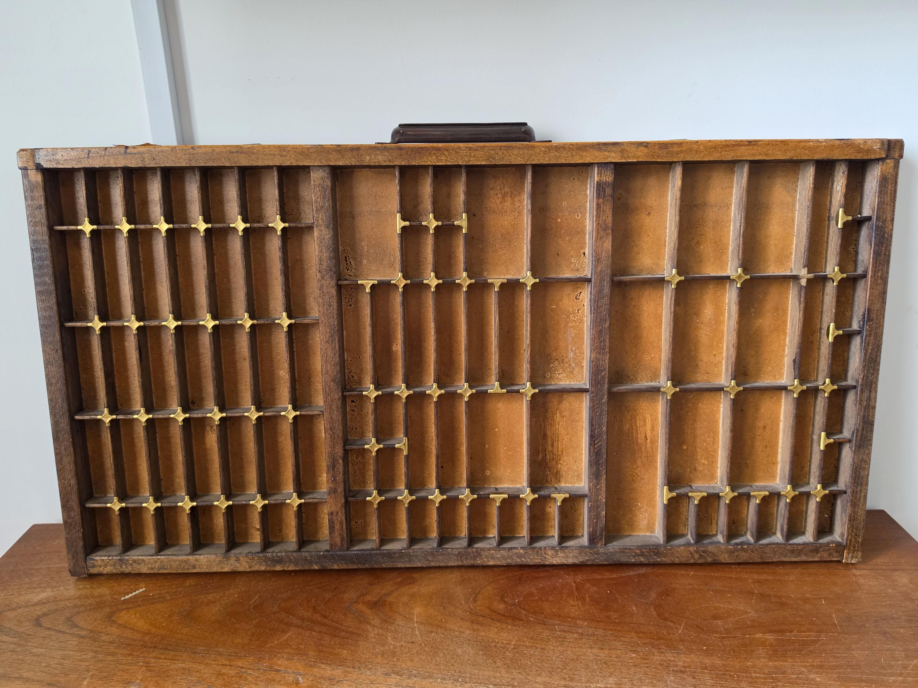 Antique Wooden Printer’s Tray | Vintage Letterpress Drawer | Rustic Wall Display | Curio Shelf |