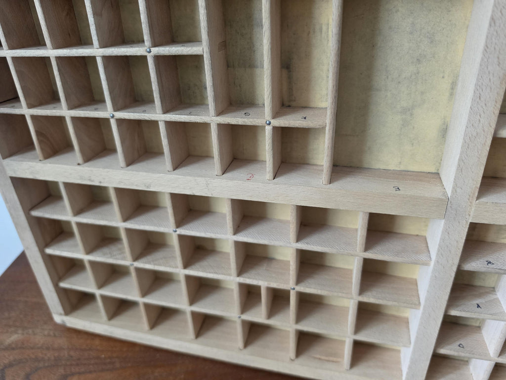 Antique Wooden Printer’s Tray | Vintage Letterpress Drawer | Rustic Wall Display | Curio Shelf |