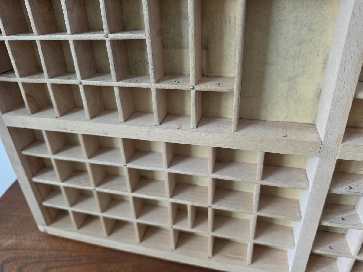Antique Wooden Printer’s Tray | Vintage Letterpress Drawer | Rustic Wall Display | Curio Shelf |