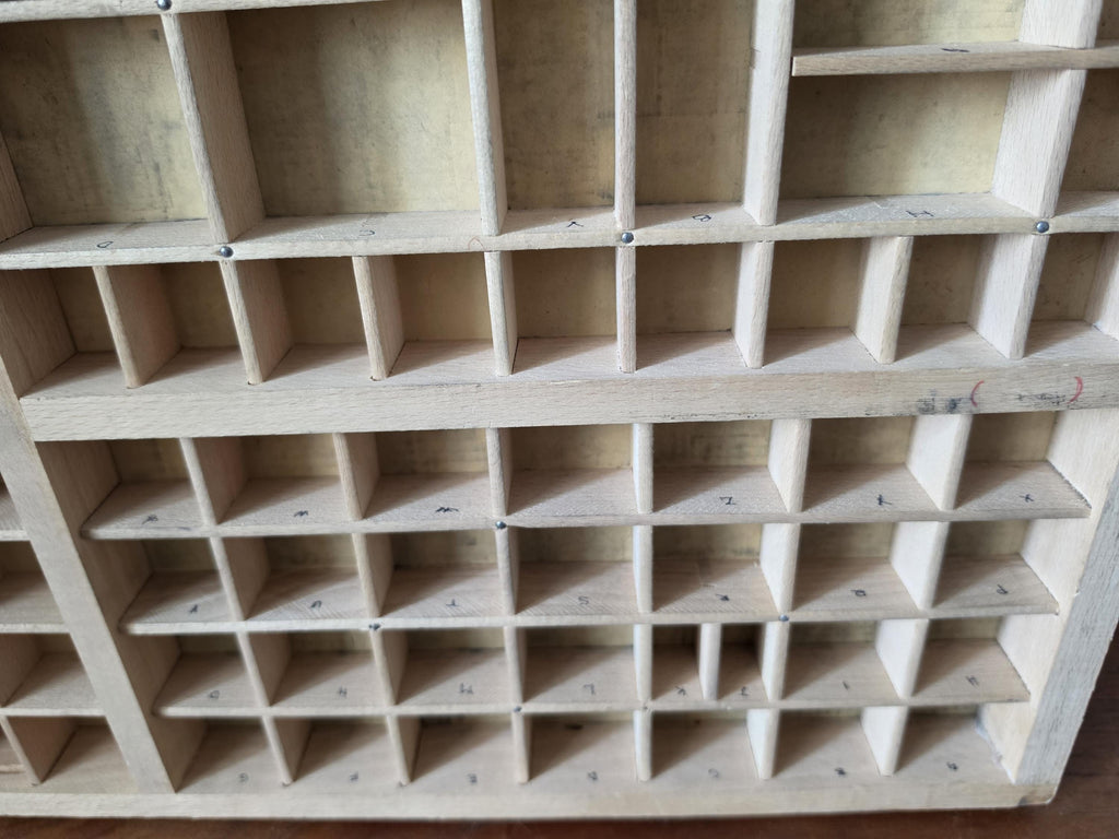Antique Wooden Printer’s Tray | Vintage Letterpress Drawer | Rustic Wall Display | Curio Shelf |