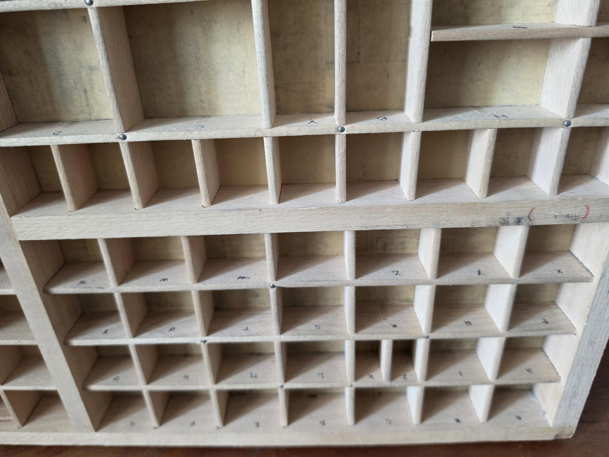 Antique Wooden Printer’s Tray | Vintage Letterpress Drawer | Rustic Wall Display | Curio Shelf |