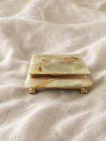 Vintage Green Onyx Stone Box, Mid Century Onyx Jewelry Box, Polished Marble Trinket Box, Natural Stone Decor, 1970s Desk or Vanity Box