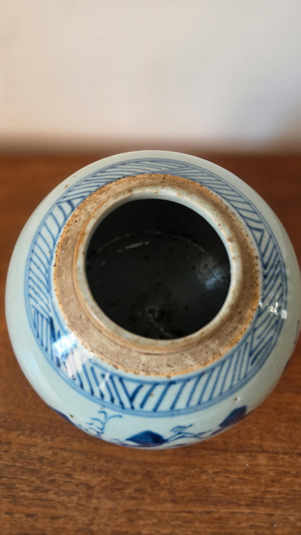 19th Century Qing Dynasty Ginger Jar Blue & White Chinese Porcelain Antique Tea Caddy Covered Jar Chinoiserie Decor