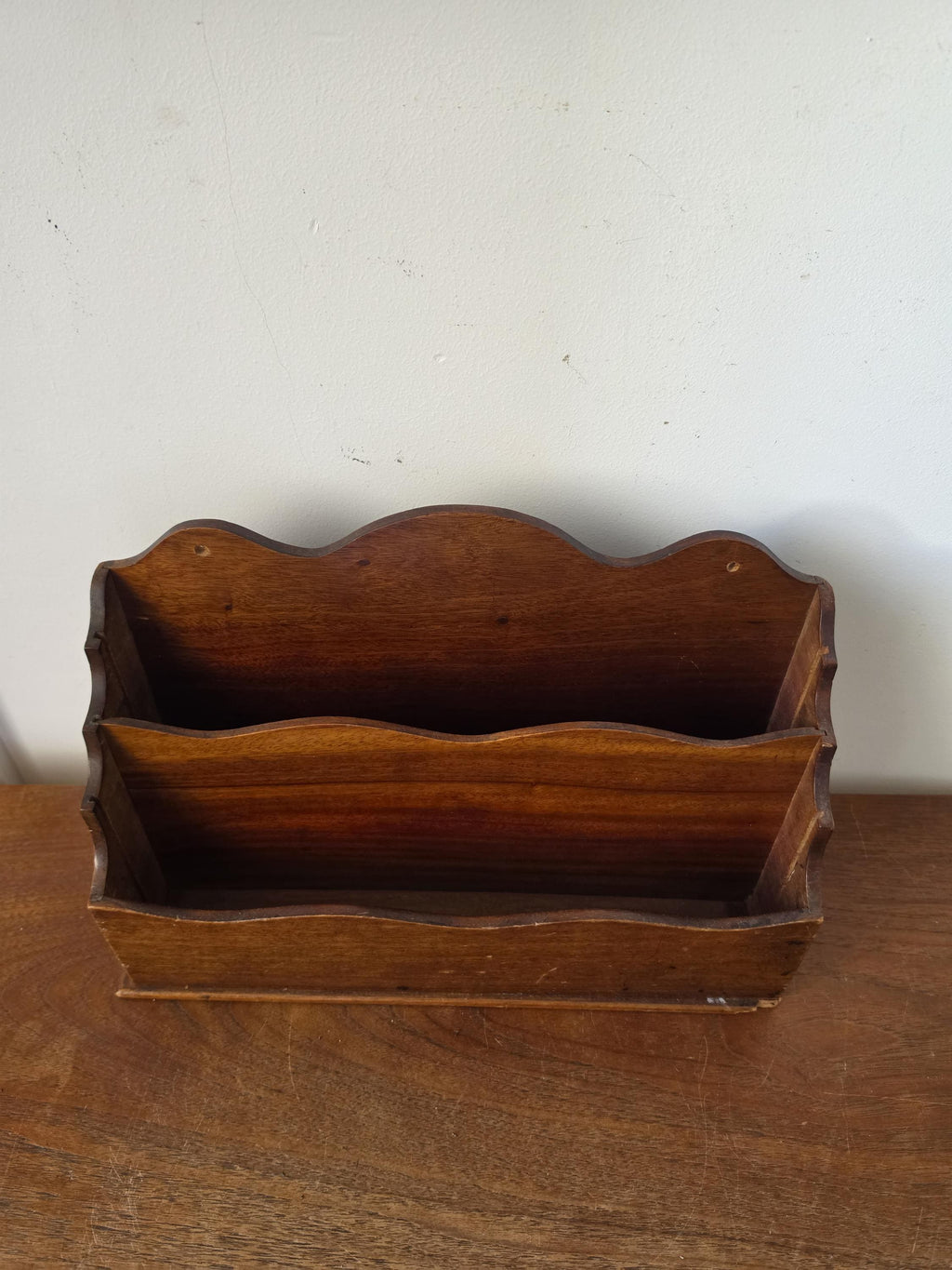 Vintage Wooden Wall Letter Holder Mail Organizer Rustic Magazine Rack Farmhouse Entryway Storage Country Cottage Decor