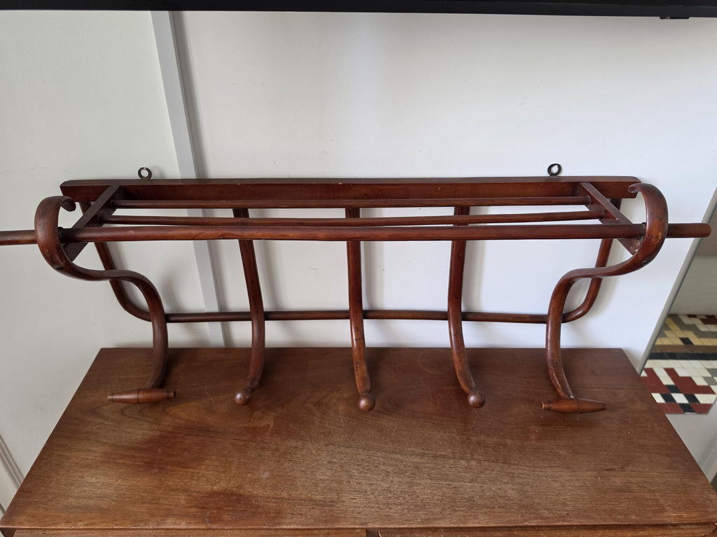 Vintage Bentwood Wall Coat Rack Thonet Style Hat Rack Entryway Shelf Hall Tree Coat Hooks Vienna Secession Mudroom Storage