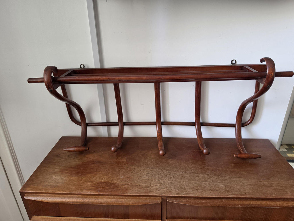 Vintage Bentwood Wall Coat Rack Thonet Style Hat Rack Entryway Shelf Hall Tree Coat Hooks Vienna Secession Mudroom Storage
