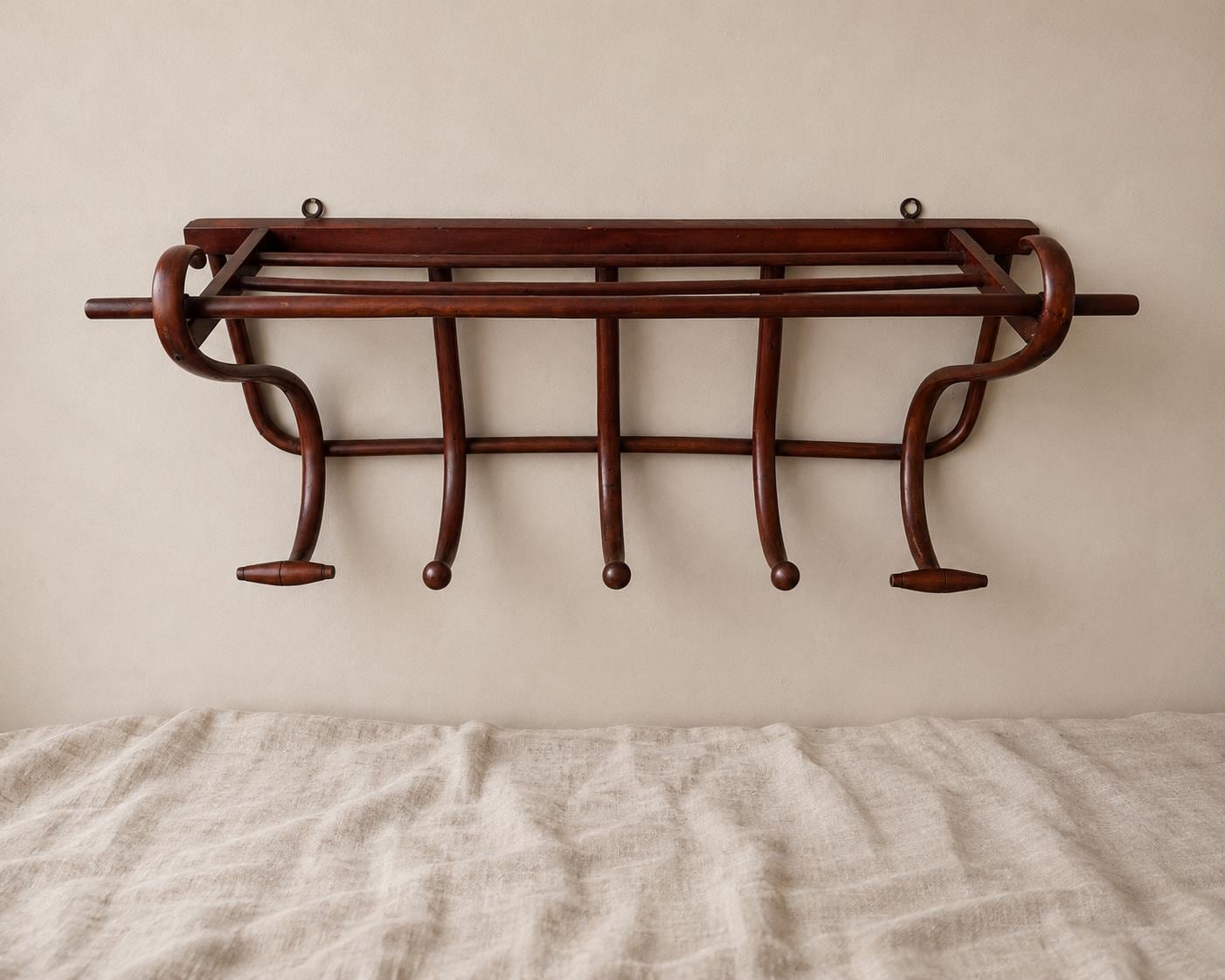 Vintage Bentwood Wall Coat Rack Thonet Style Hat Rack Entryway Shelf Hall Tree Coat Hooks Vienna Secession Mudroom Storage