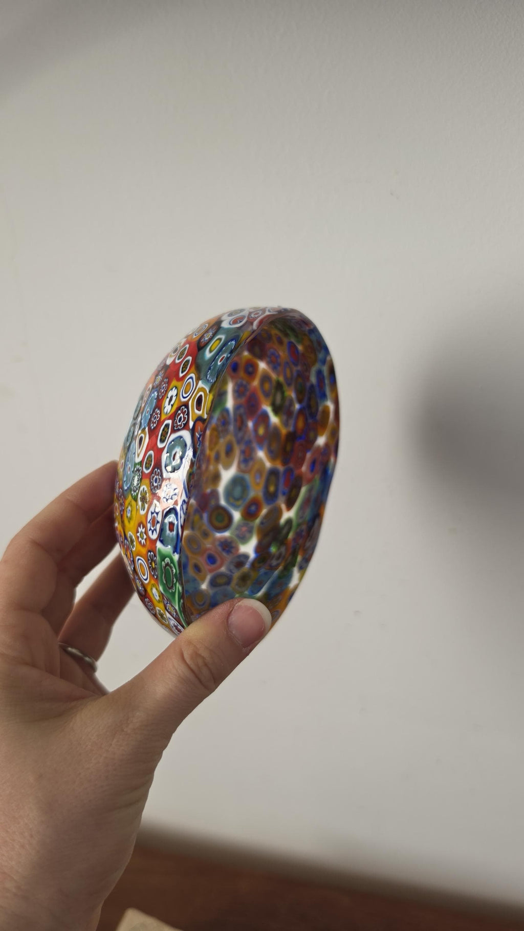 Vintage Murano Millefiori Art Glass Bowl Italian Hand Blown Multicolor Mosaic Candy Dish Trinket Bowl Murrine Decor