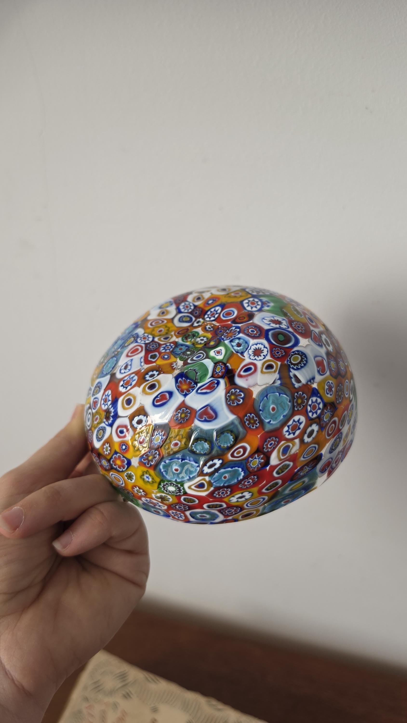 Vintage Murano Millefiori Art Glass Bowl Italian Hand Blown Multicolor Mosaic Candy Dish Trinket Bowl Murrine Decor