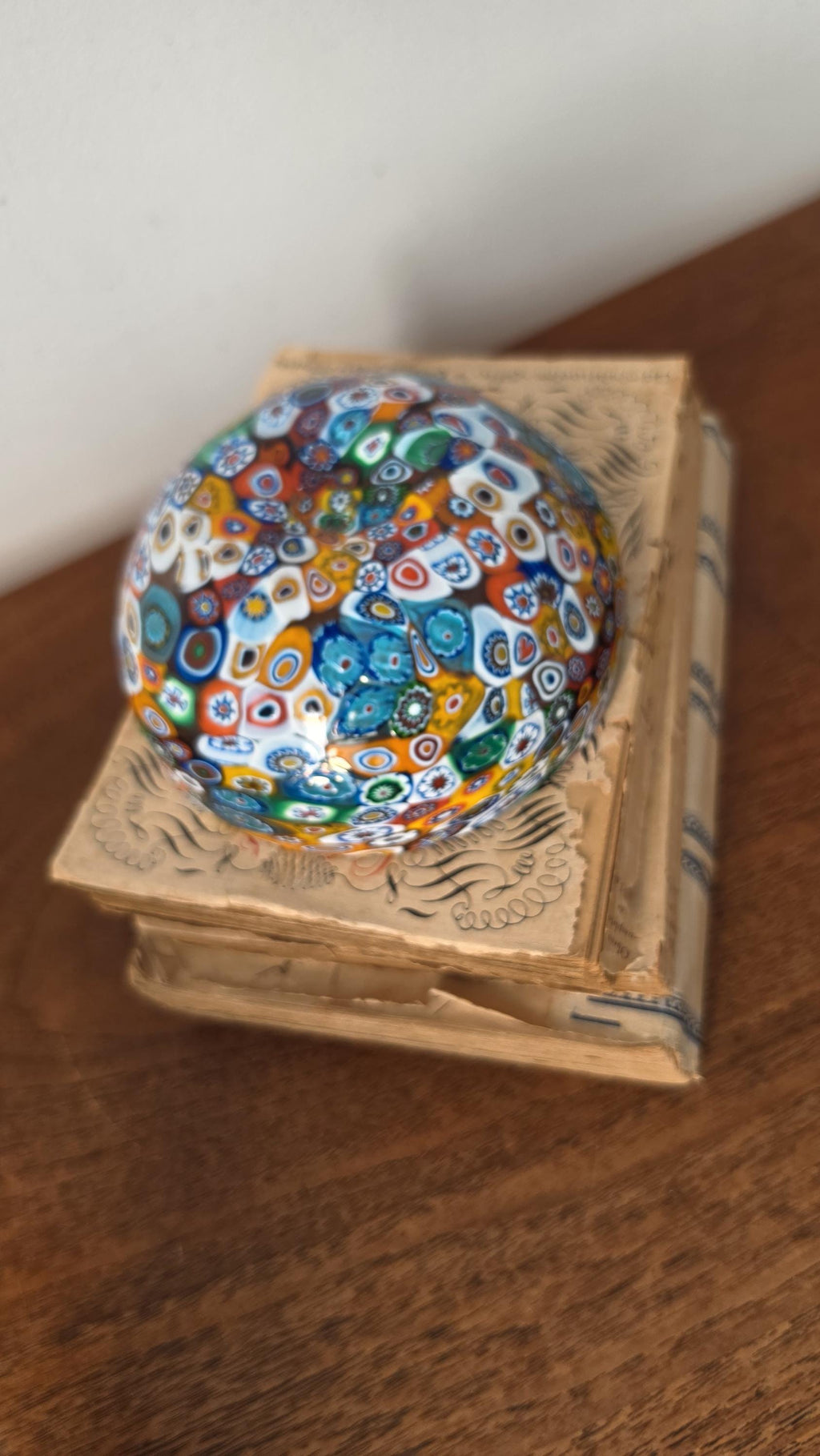Vintage Murano Millefiori Art Glass Bowl Italian Hand Blown Multicolor Mosaic Candy Dish Trinket Bowl Murrine Decor