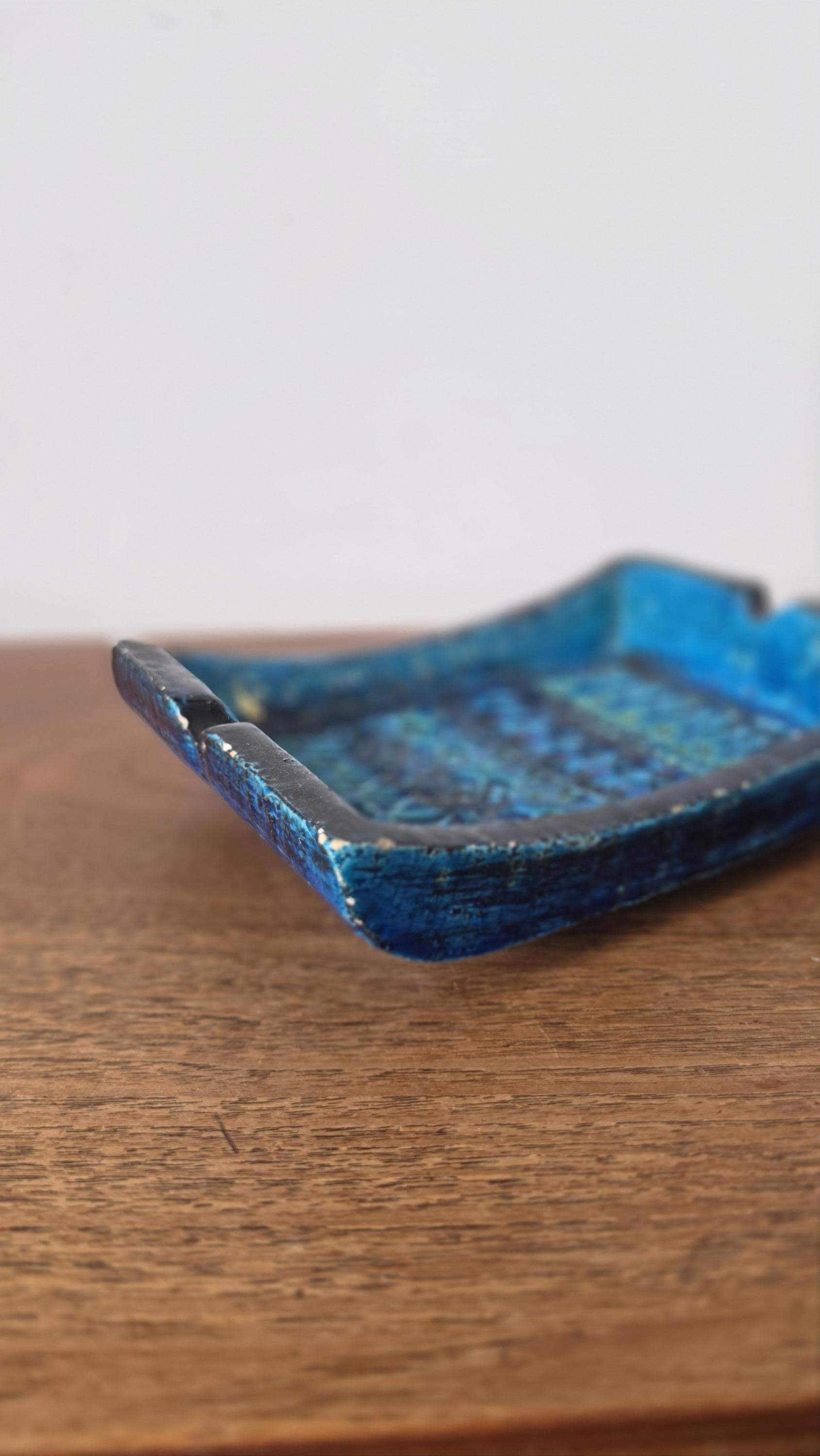 Vintage Bitossi Rimini Blue Ashtray Italian Pottery Turquoise Ceramic Catchall Mid Century Modern Decorative Tray