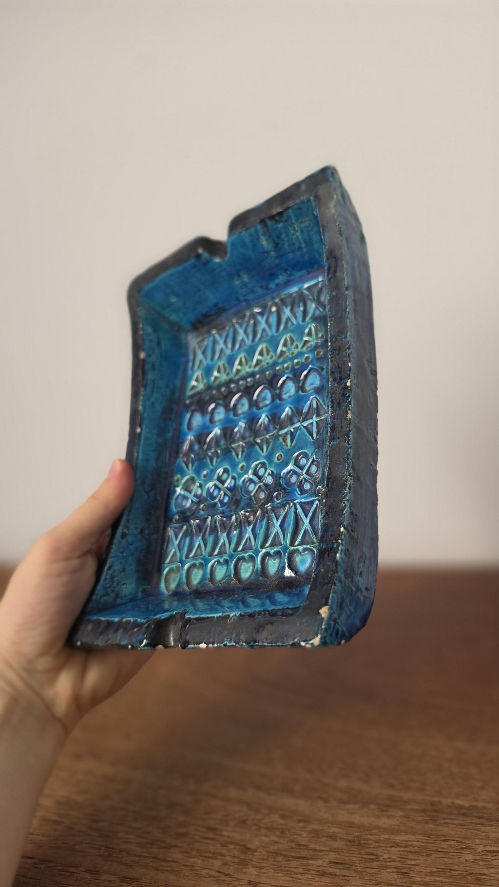 Vintage Bitossi Rimini Blue Ashtray Italian Pottery Turquoise Ceramic Catchall Mid Century Modern Decorative Tray