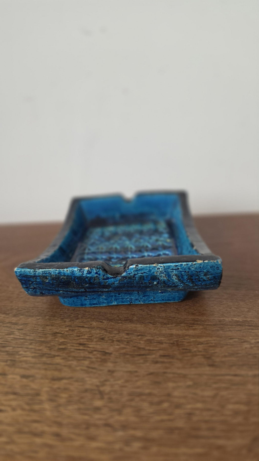 Vintage Bitossi Rimini Blue Ashtray Italian Pottery Turquoise Ceramic Catchall Mid Century Modern Decorative Tray