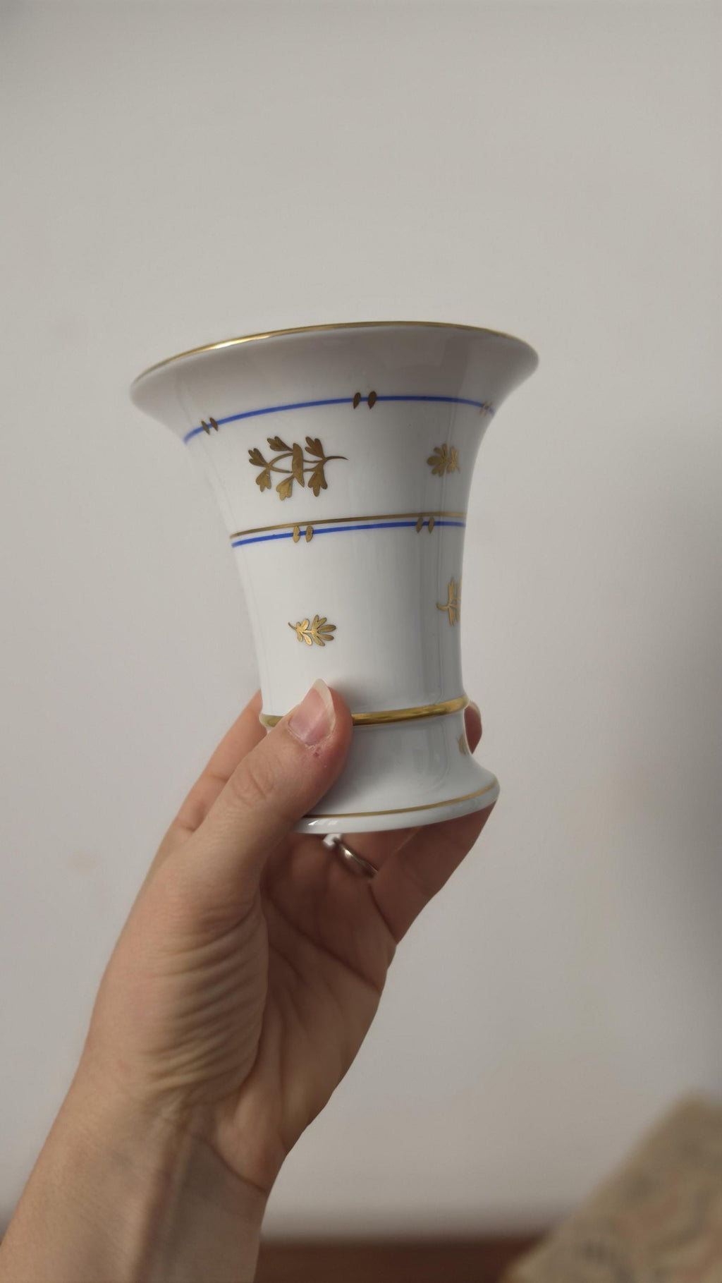 Herend Batthyany Blue Hand Painted Porcelain Vase Hungarian Fine China Gold Gilt Floral Bud Vase Collectible Luxury Home Decor