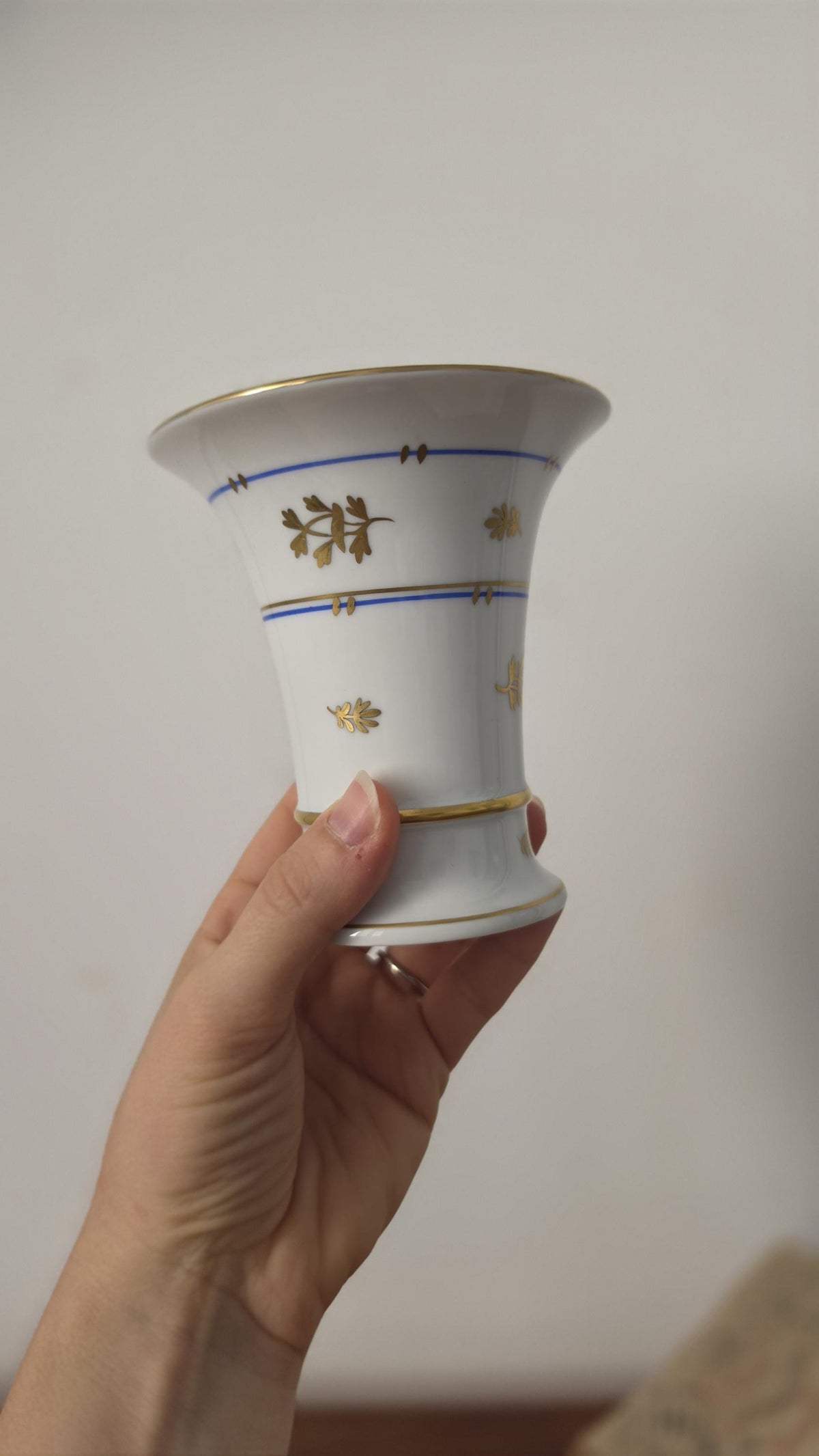 Herend Batthyany Blue Hand Painted Porcelain Vase Hungarian Fine China Gold Gilt Floral Bud Vase Collectible Luxury Home Decor
