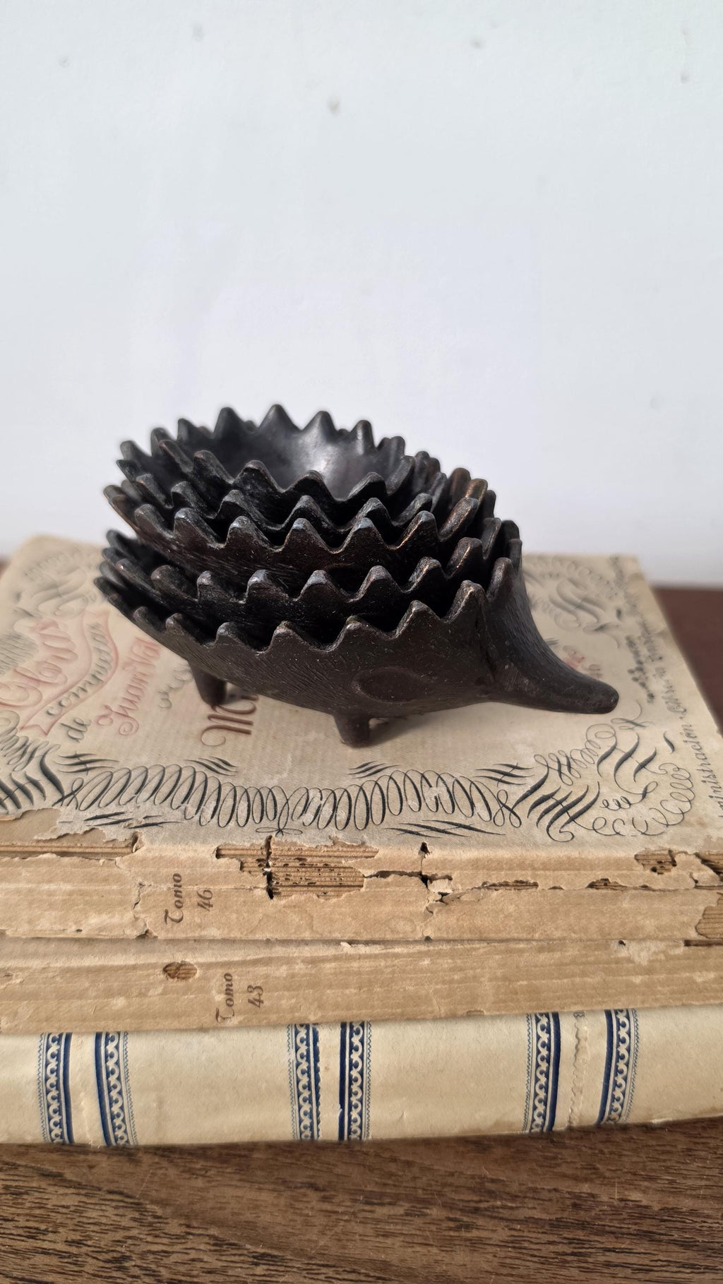 Vintage Walter Bosse Style Brass Hedgehog Ashtray Trinket Dish Mid Century Modern Hollywood Regency Greek Brass Decor