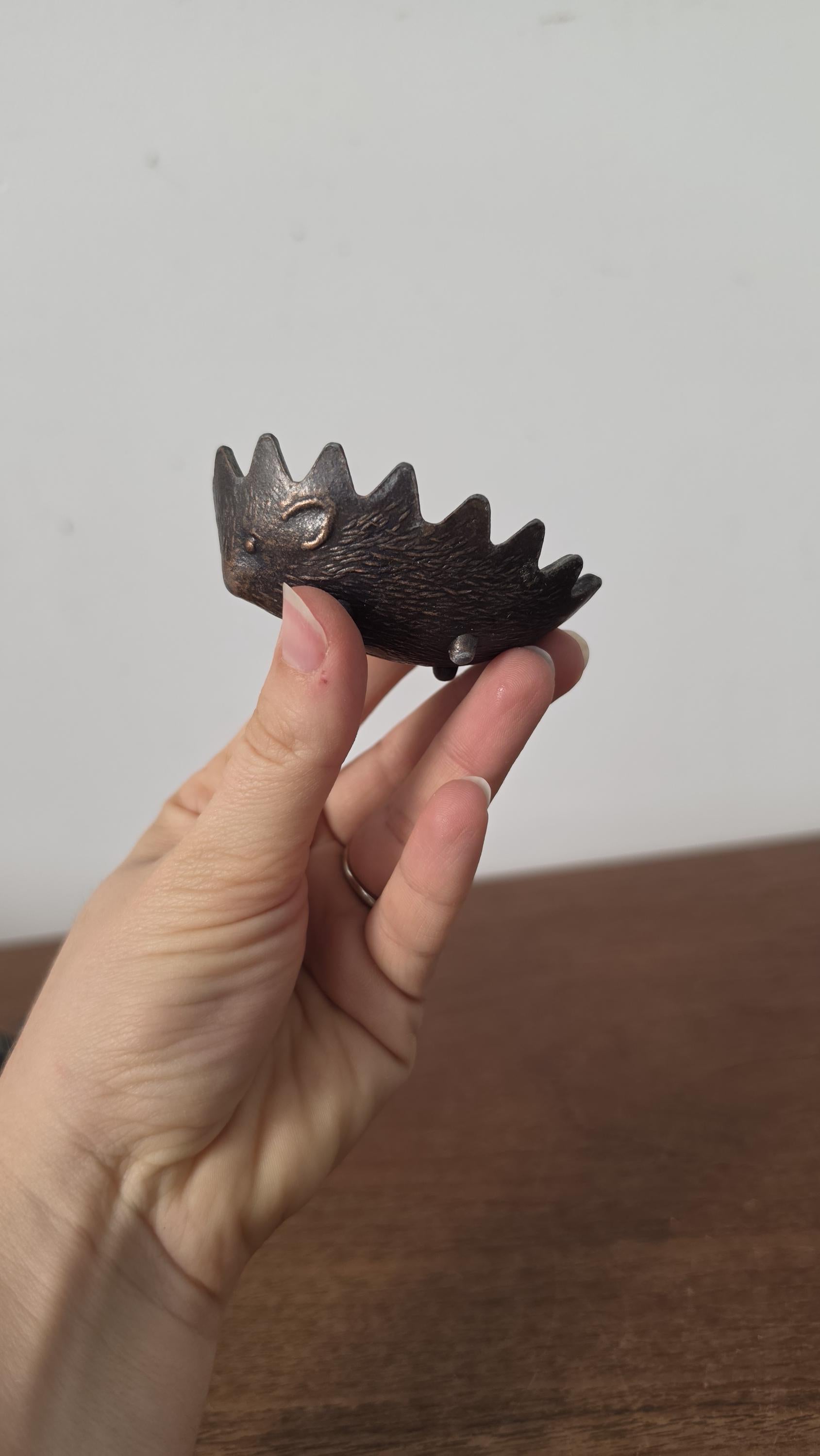 Vintage Walter Bosse Style Brass Hedgehog Ashtray Trinket Dish Mid Century Modern Hollywood Regency Greek Brass Decor