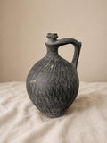 1930s Hungarian Black Pottery Jug Vase Hand Thrown Earthenware Vessel Rustic Folk Art Ceramic Pitcher Primitive Decor