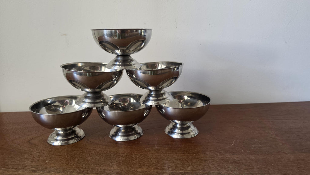 Vintage French Stainless Steel Dessert Coupes