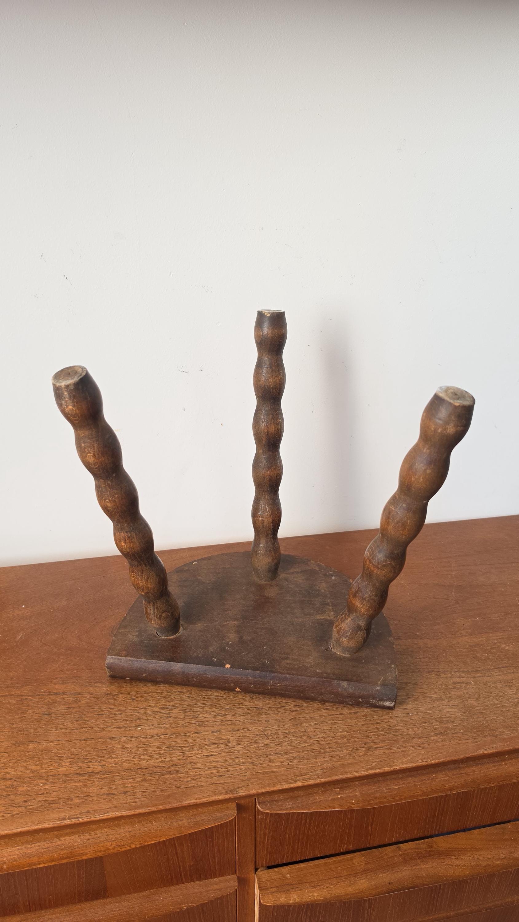 Vintage Bobbin Leg Milking Stool Rustic Wood Footstool Turned Wood Stool Primitive Farmhouse Decor Small Accent Stool