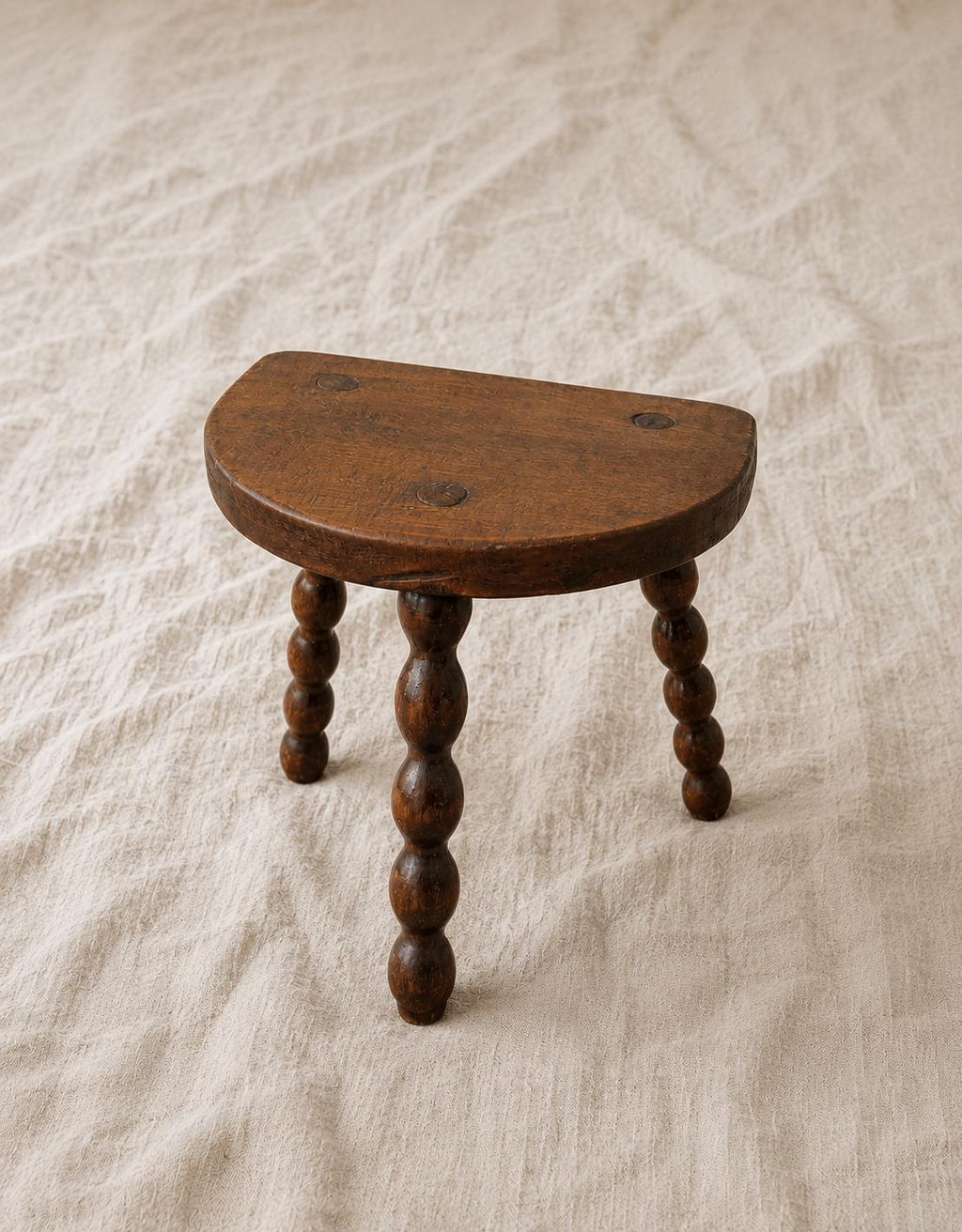 Vintage Bobbin Leg Milking Stool Rustic Wood Footstool Turned Wood Stool Primitive Farmhouse Decor Small Accent Stool