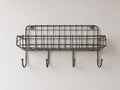 Vintage French Wire Wall Rack Metal Basket Coat Hooks Rustic Kitchen Bathroom Storage Organizer