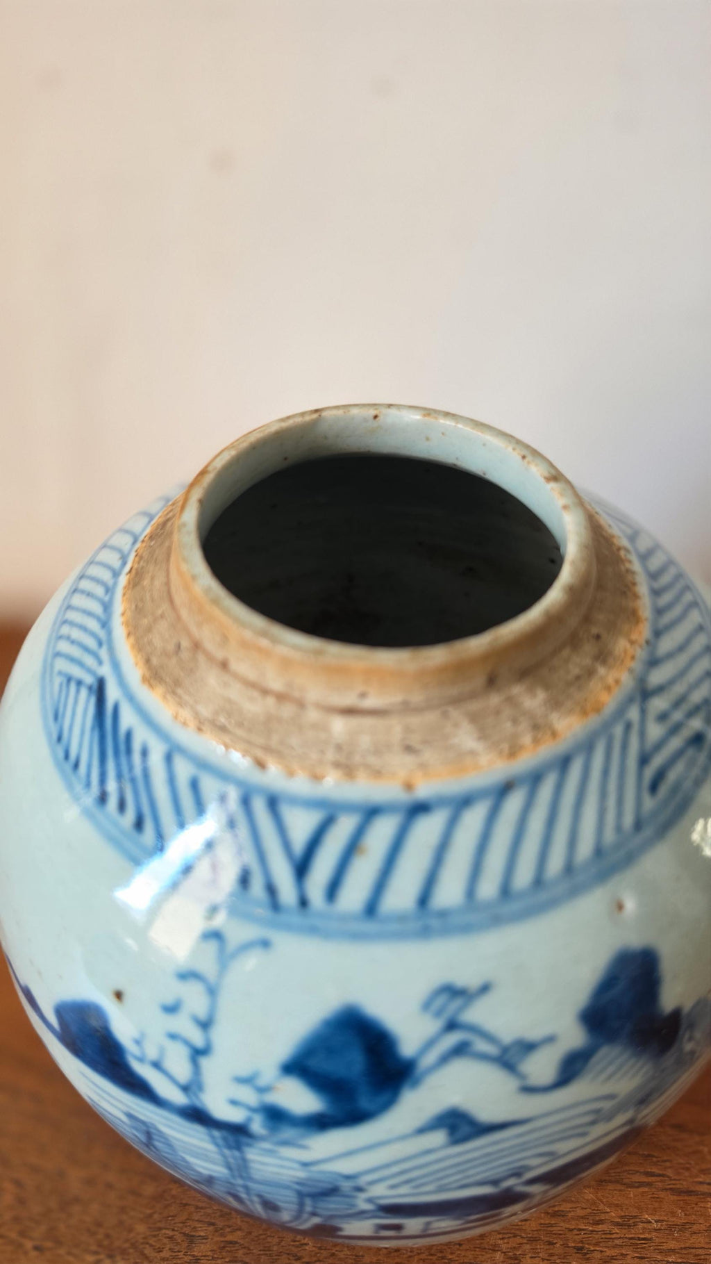 19th Century Qing Dynasty Ginger Jar Blue & White Chinese Porcelain Antique Tea Caddy Covered Jar Chinoiserie Decor