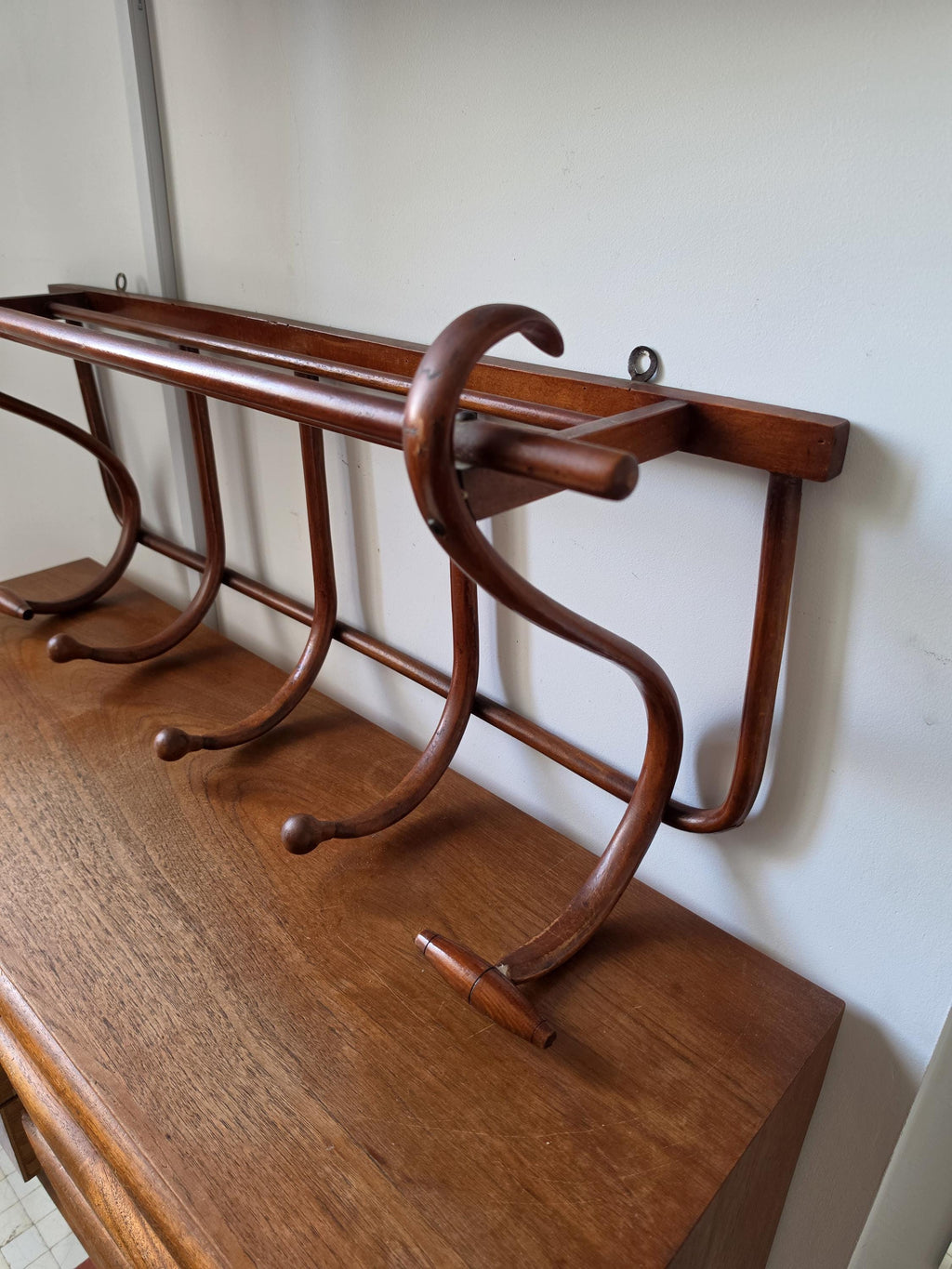 Vintage Bentwood Wall Coat Rack Thonet Style Hat Rack Entryway Shelf Hall Tree Coat Hooks Vienna Secession Mudroom Storage