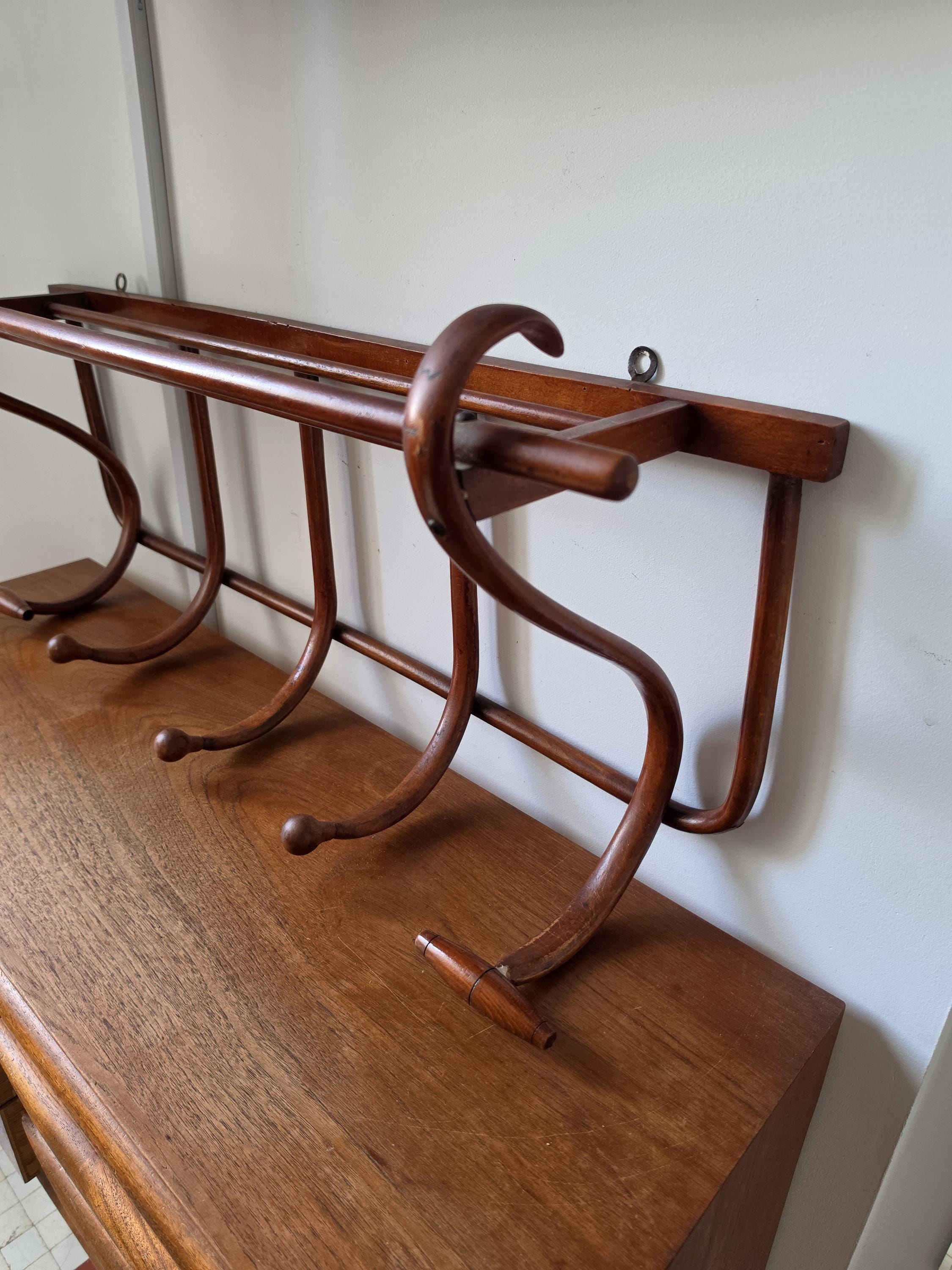 Vintage Bentwood Wall Coat Rack Thonet Style Hat Rack Entryway Shelf Hall Tree Coat Hooks Vienna Secession Mudroom Storage