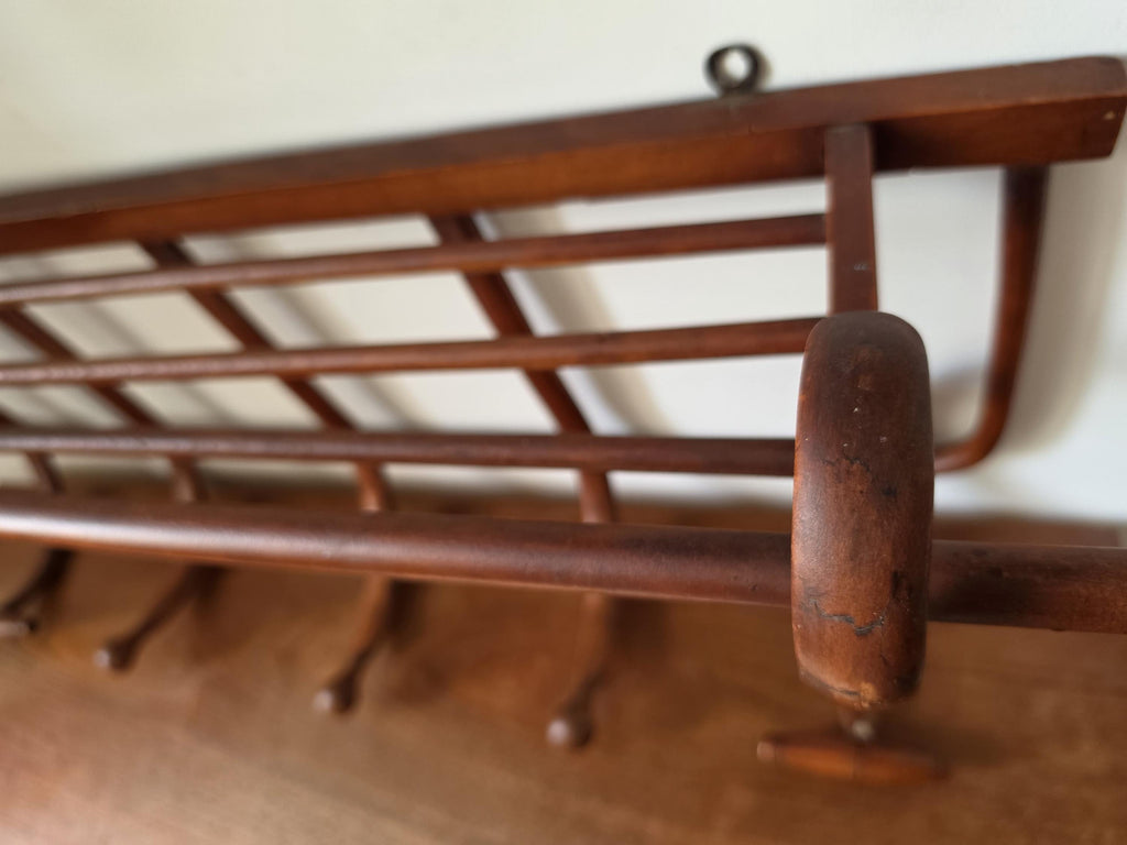 Vintage Bentwood Wall Coat Rack Thonet Style Hat Rack Entryway Shelf Hall Tree Coat Hooks Vienna Secession Mudroom Storage