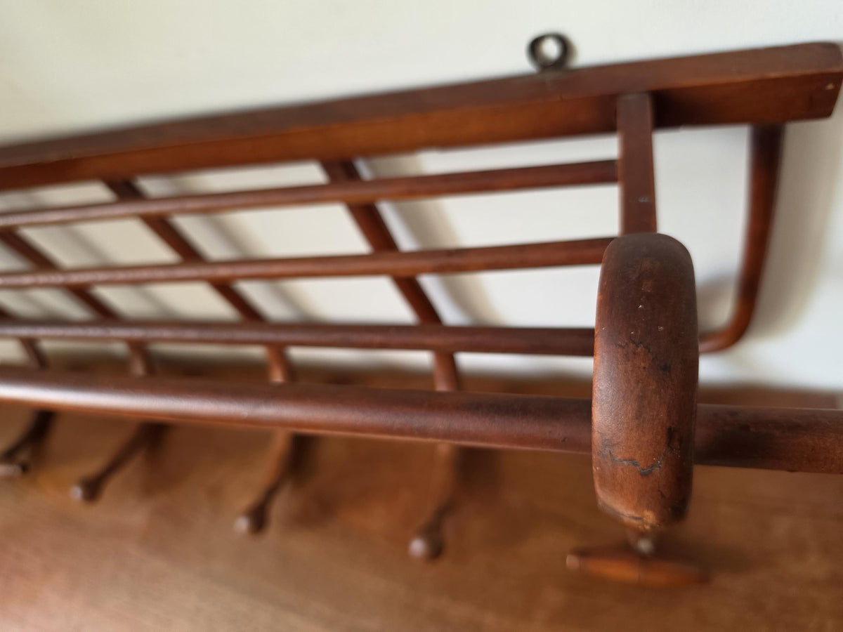 Vintage Bentwood Wall Coat Rack Thonet Style Hat Rack Entryway Shelf Hall Tree Coat Hooks Vienna Secession Mudroom Storage