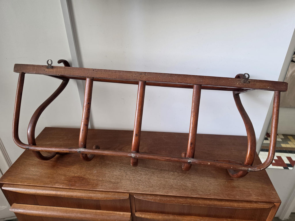 Vintage Bentwood Wall Coat Rack Thonet Style Hat Rack Entryway Shelf Hall Tree Coat Hooks Vienna Secession Mudroom Storage