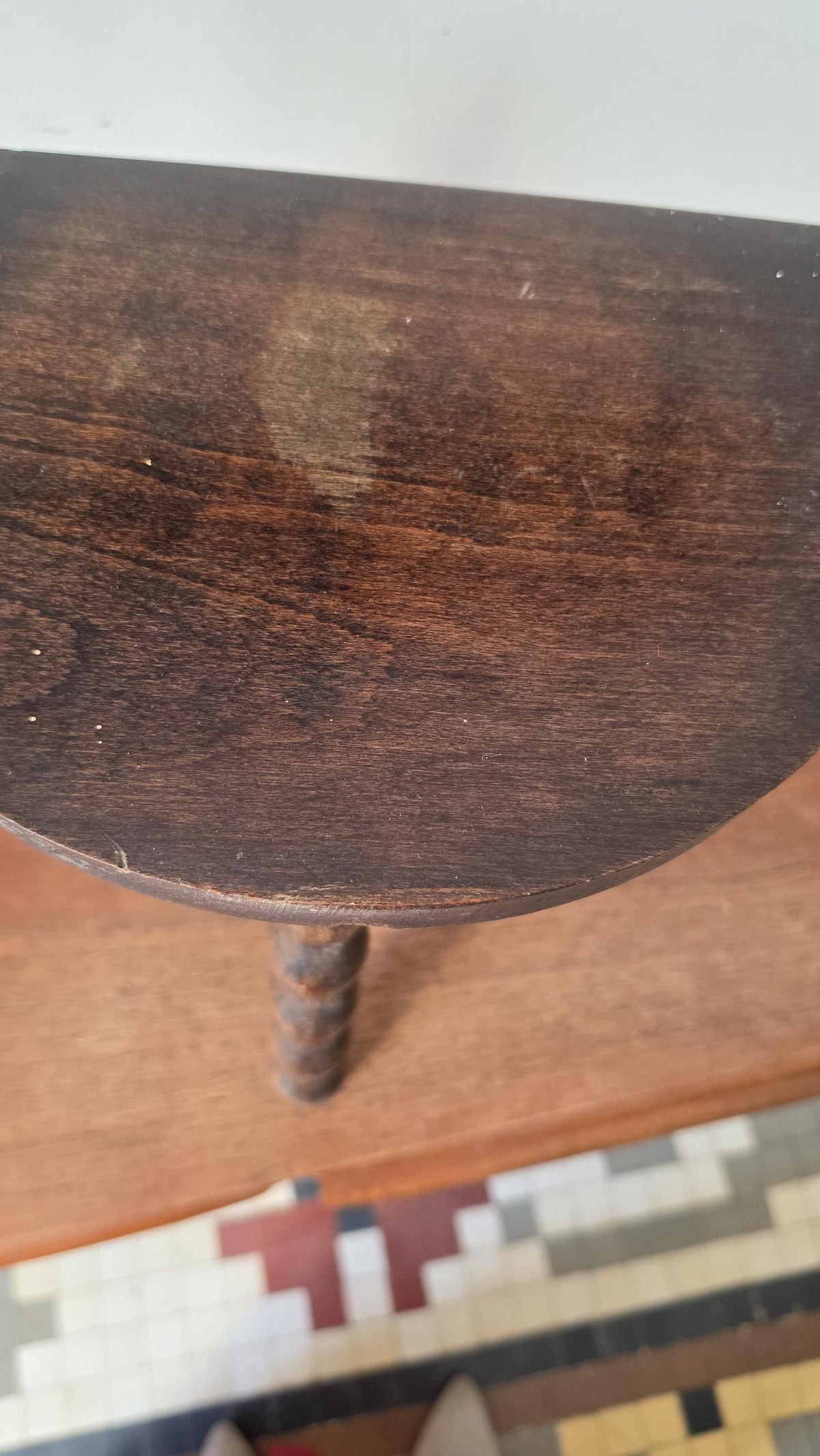 Vintage Bobbin Leg Milking Stool Rustic Wood Footstool Turned Wood Stool Primitive Farmhouse Decor Small Accent Stool